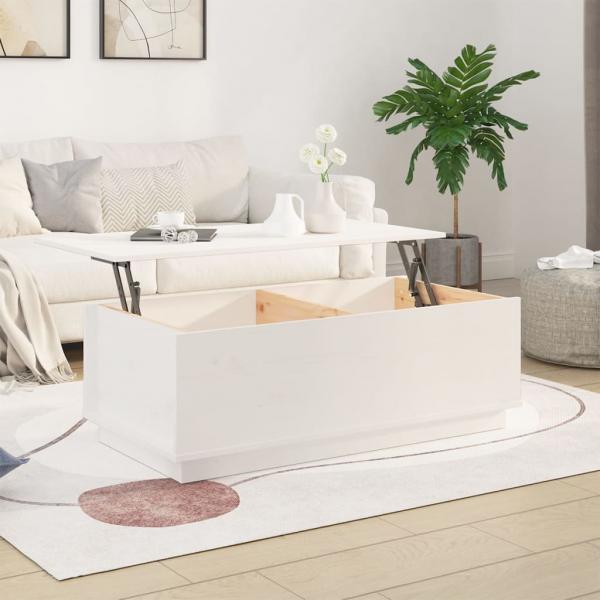 Couchtisch Weiß 100x50x35 cm Massivholz Kiefer