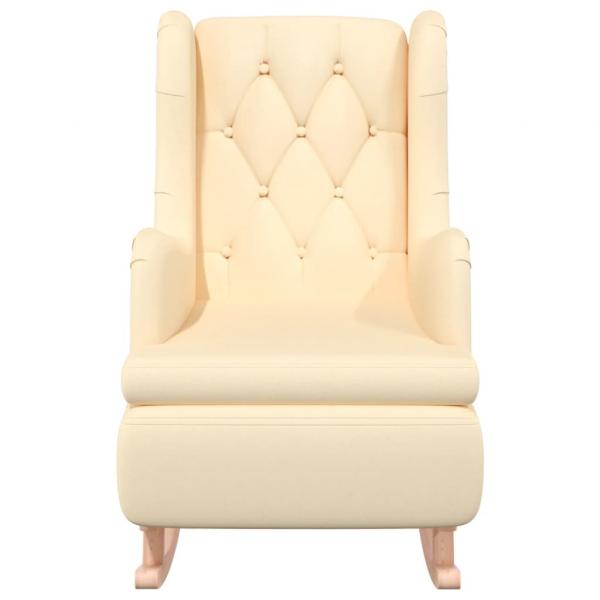 Schaukelsessel mit Kautschukholz-Beinen Creme Stoff