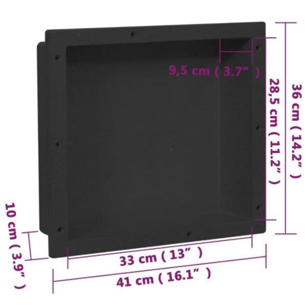 Duschnische Mattschwarz 41x36x10 cm