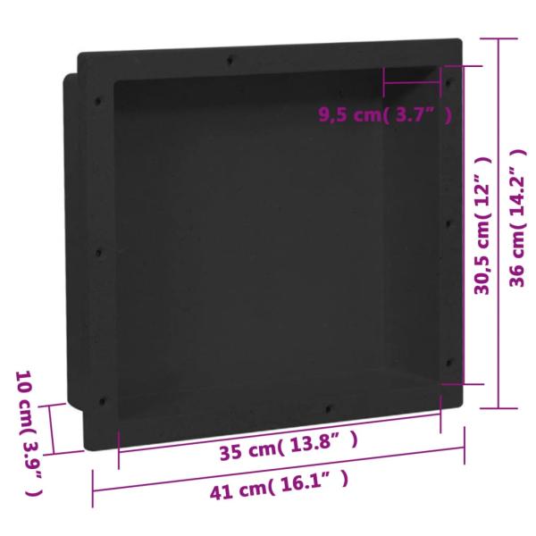 Duschnische Mattschwarz 41x36x10 cm