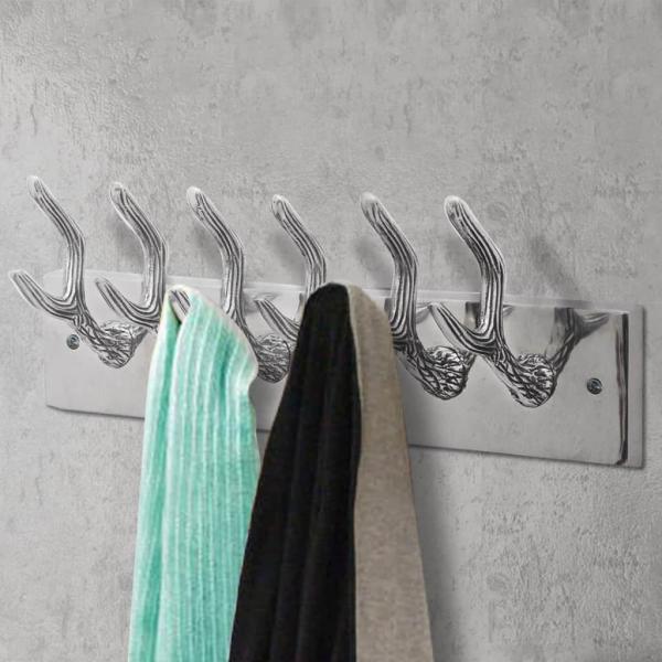 Aluminium Garderobenhaken Hakenleiste Hut-/Krawattenaufhänger Silber 