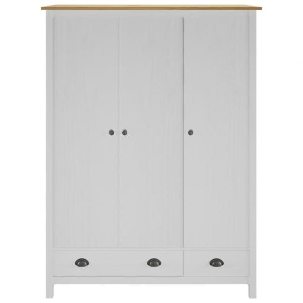 Kleiderschrank mit 3 Türen Hill Weiß 127x50x170 cm Kiefernholz
