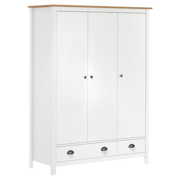 Kleiderschrank mit 3 Türen Hill Weiß 127x50x170 cm Kiefernholz