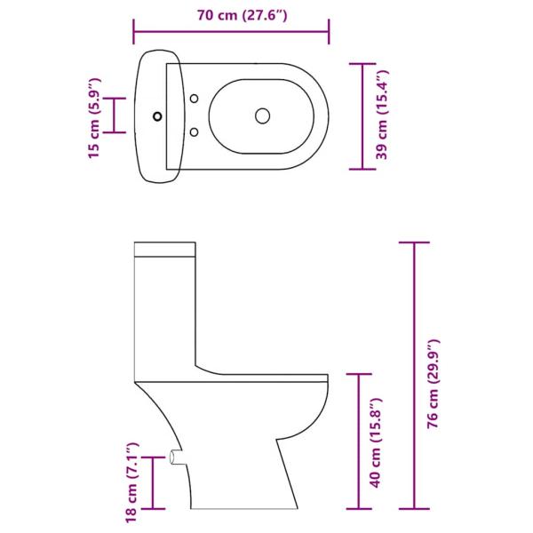 Toilette mit Spülkasten Schwarz