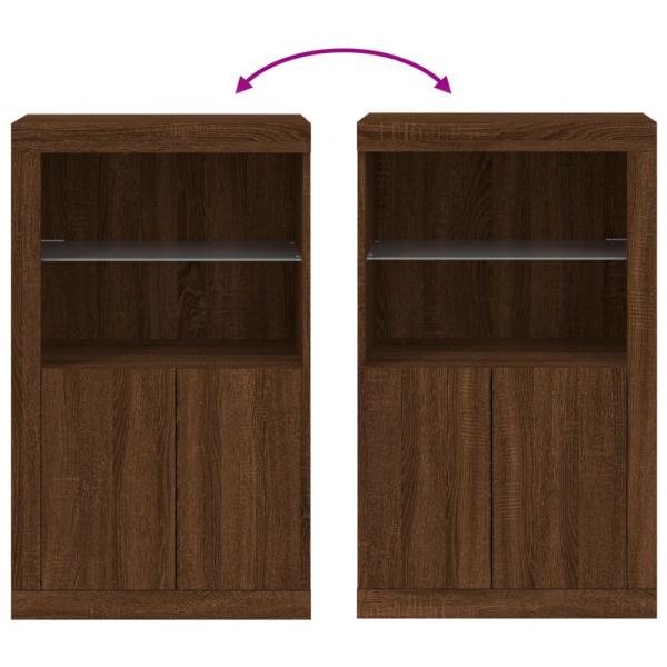 Beistellschrank mit LED-Leuchten Braun Eiche Holzwerkstoff