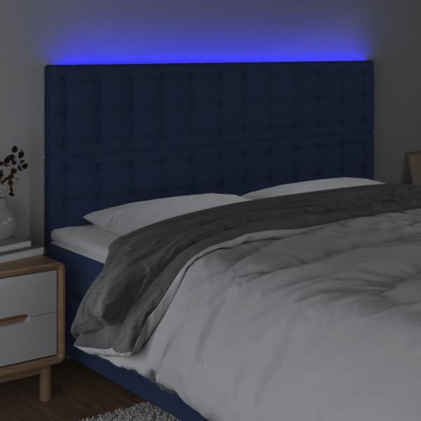 LED Kopfteil Blau 160x5x118/128 cm Stoff