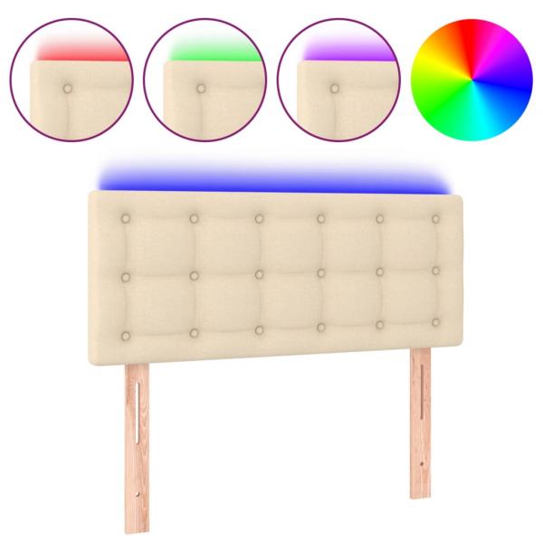 LED Kopfteil Creme 100x5x78/88 cm Stoff