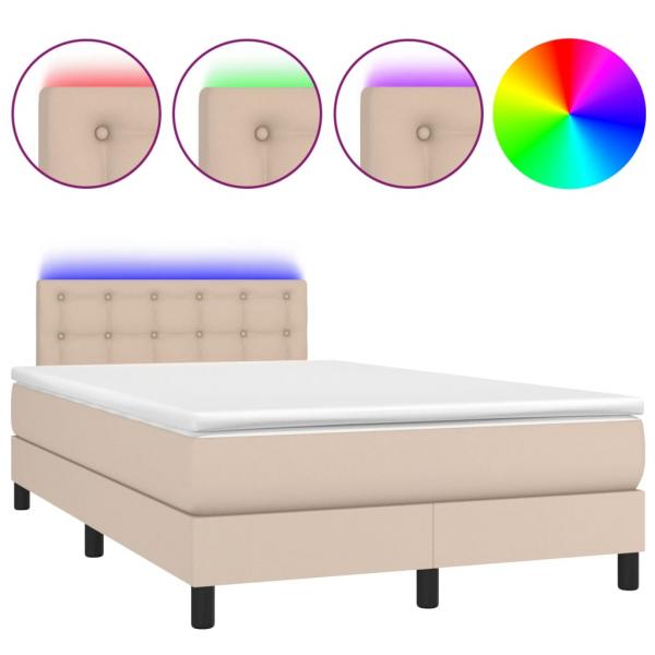 Boxspringbett mit Matratze & LED Cappuccino-Braun 120x200cm