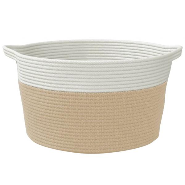 Aufbewahrungskorb Beige und Weiß Ø40x25 cm Baumwolle