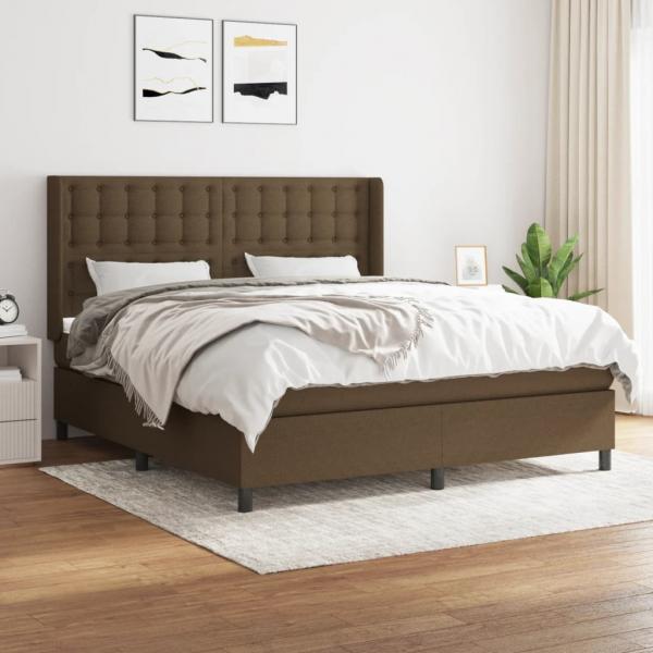 ARDEBO.de - Boxspringbett mit Matratze Dunkelbraun 160x200 cm Stoff