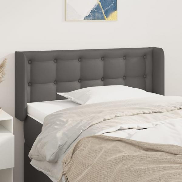 ARDEBO.de - Kopfteil mit Ohren Grau 103x16x78/88 cm Kunstleder