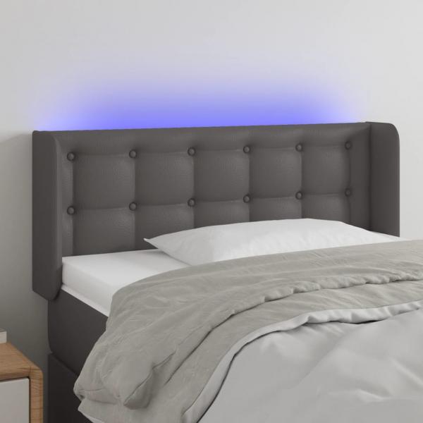 ARDEBO.de - LED Kopfteil Grau 103x16x78/88 cm Kunstleder