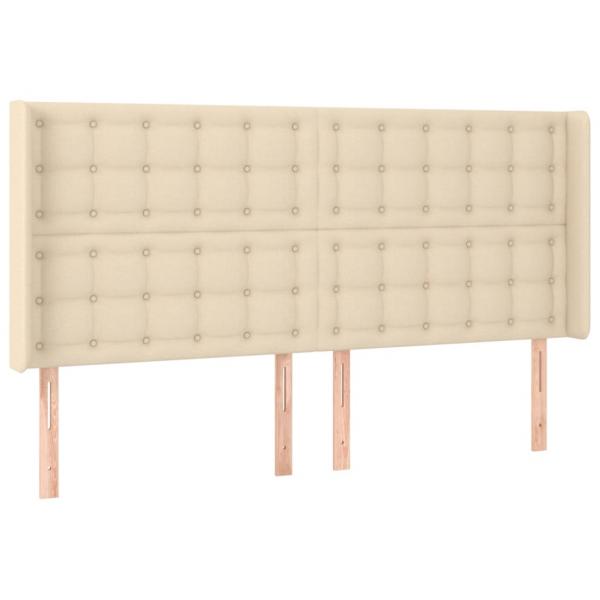 LED Kopfteil Creme 163x16x118/128 cm Stoff