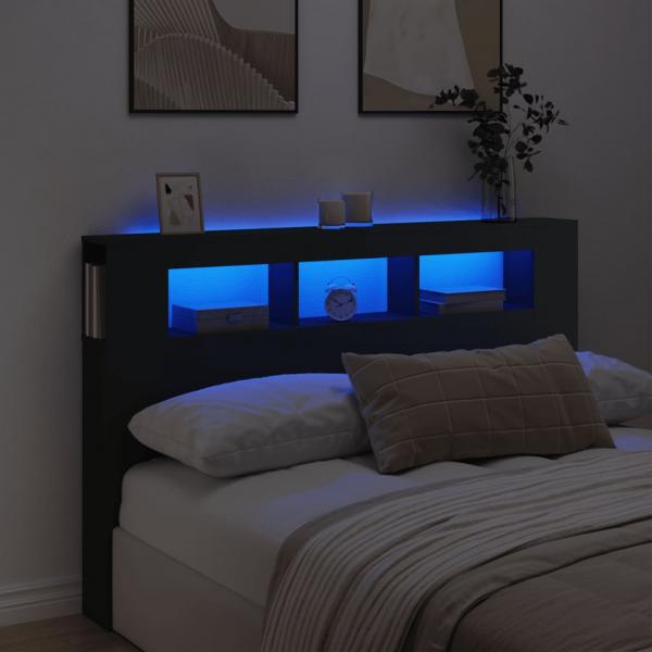 ARDEBO.de - LED-Kopfteil Schwarz 160x18,5x103,5 cm Holzwerkstoff