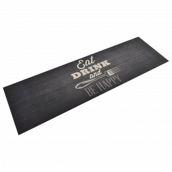 ARDEBO.de - Küchenteppich Waschbar Küche Schwarz 60x180 cm Samt