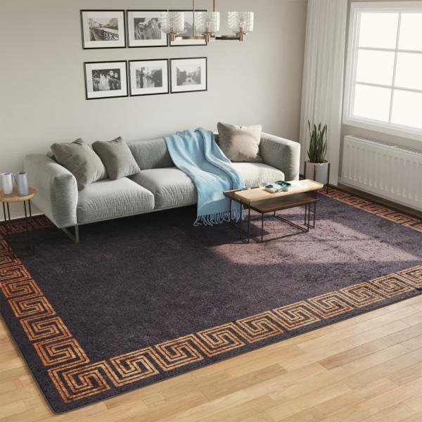 ARDEBO.de - Teppich Waschbar Schwarz und Golden 400x300 cm Rutschfest