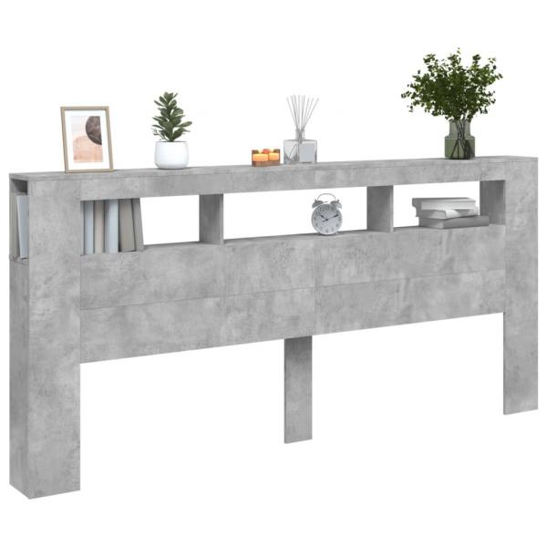 LED-Kopfteil Betongrau 220x18,5x103,5 cm Holzwerkstoff
