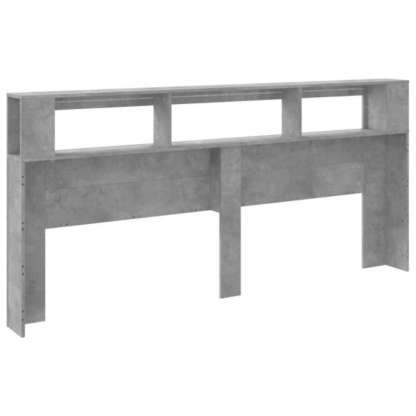 LED-Kopfteil Betongrau 220x18,5x103,5 cm Holzwerkstoff