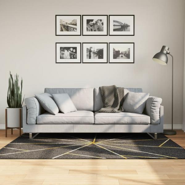 ARDEBO.de - Teppich Waschbar Schwarz und Golden 120x180 cm Rutschfest