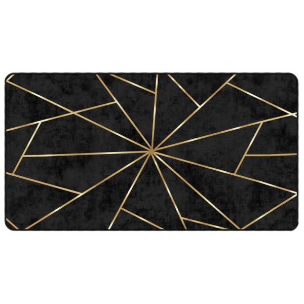 Teppich Waschbar Schwarz und Golden 80x150 cm Rutschfest