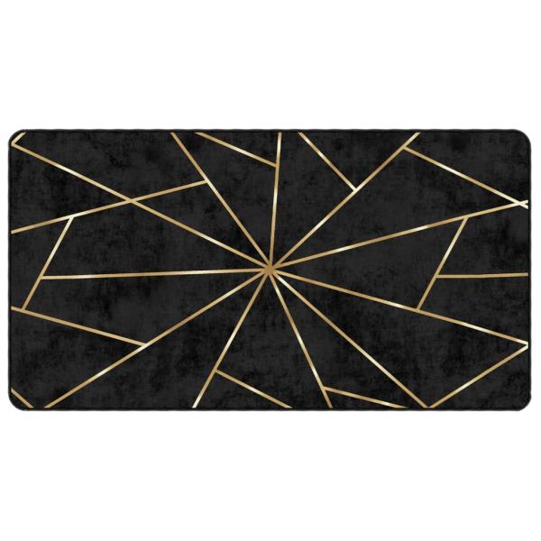 Teppich Waschbar Schwarz und Golden 80x150 cm Rutschfest