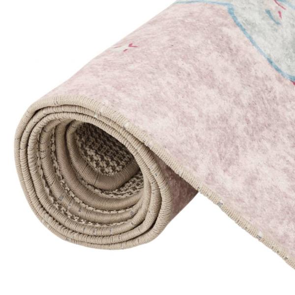 Kinderteppich Rosa 160x230 cm Einhorn Waschbar Rutschfest