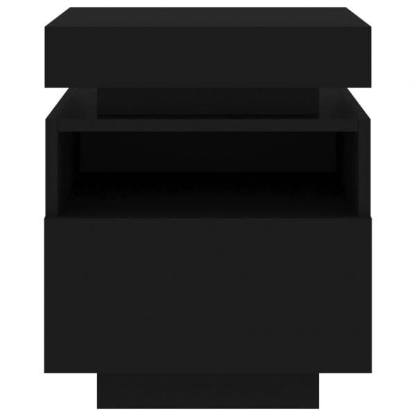 Nachttische mit LED-Leuchten 2 Stk. Schwarz 40x39x48,5 cm