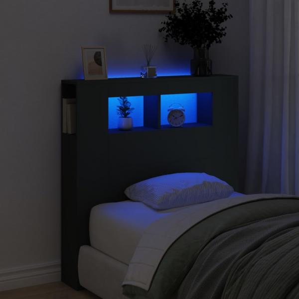 ARDEBO.de - LED-Kopfteil Schwarz 100x18,5x103,5 cm Holzwerkstoff