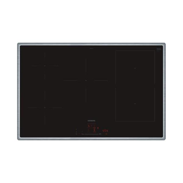 ARDEBO.de Siemens ED845HWB1E iQ500 Autarkes Induktionskochfeld, Glaskeramik, 80,2 cm breit, 17 Leistungsstufen, powerBoost, reStart, Home Connect, Edelstahlrahmen, schwarz