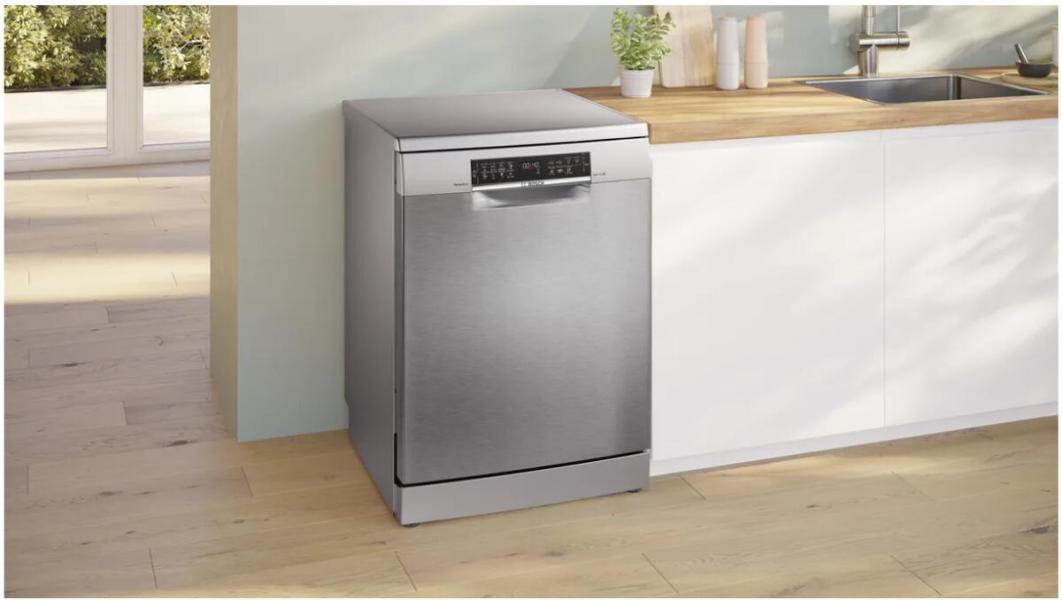 Bosch SMS6ZCI16E Serie 6 Standgeschirrspüler, 60 cm breit, 14 Maßgedecke, AquaStop, Silence Plus, Max Flex Körbe, VarioSchublade, HomeConnect, Innenraumbeleuchtung, Gebürsteter Stahl mit Anti-Fingerprint