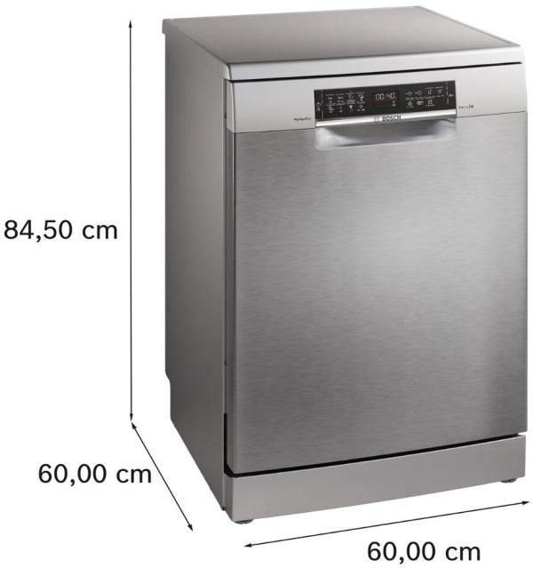 Bosch SMS6ZCI16E Serie 6 Standgeschirrspüler, 60 cm breit, 14 Maßgedecke, AquaStop, Silence Plus, Max Flex Körbe, VarioSchublade, HomeConnect, Innenraumbeleuchtung, Gebürsteter Stahl mit Anti-Fingerprint