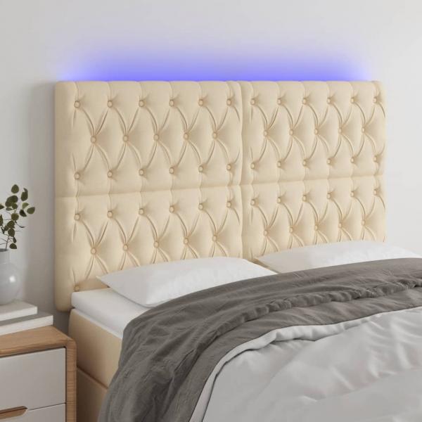 ARDEBO.de - LED Kopfteil Creme 144x7x118/128 cm Stoff