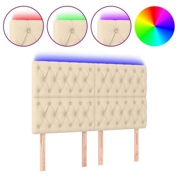 LED Kopfteil Creme 144x7x118/128 cm Stoff