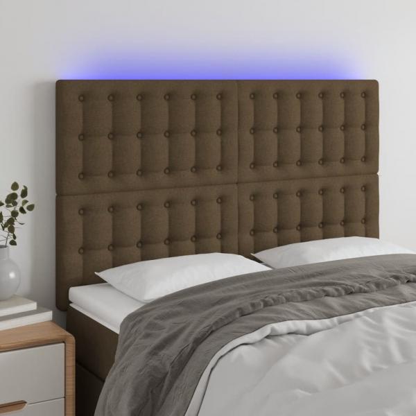 ARDEBO.de - LED Kopfteil Dunkelbraun 144x5x118/128 cm Stoff