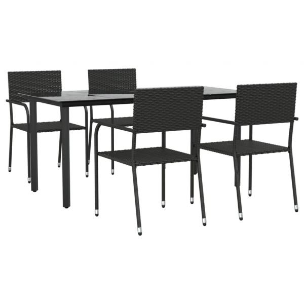 5-tlg. Garten-Essgruppe Schwarz Poly Rattan