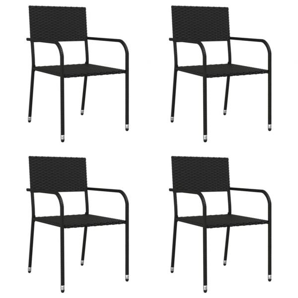 5-tlg. Garten-Essgruppe Schwarz Poly Rattan