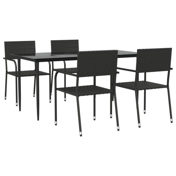 ARDEBO.de - 5-tlg. Garten-Essgruppe Schwarz Poly Rattan