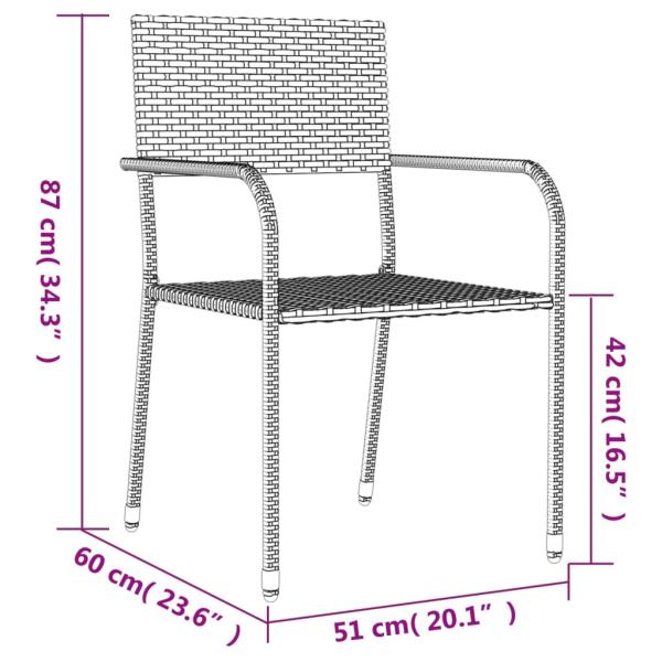5-tlg. Garten-Essgruppe Schwarz Poly Rattan