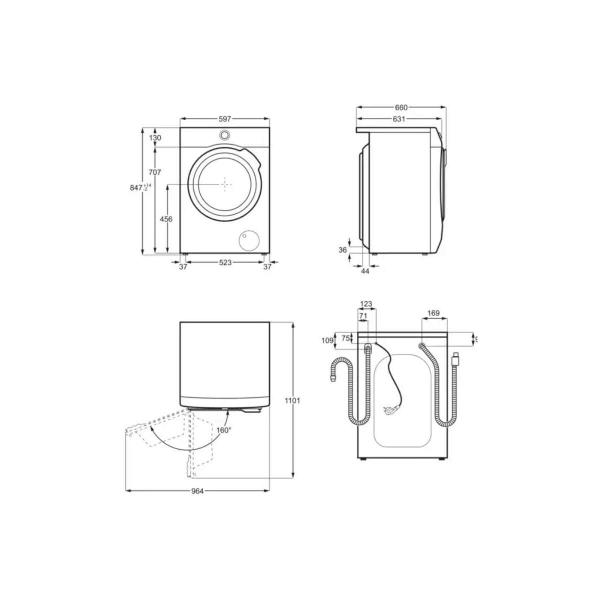 AEG LR8E80600 10 kg Frontlader Waschmaschine, 1600 U/Min, WiFi, UniversalDose Schublade, Mengenautomatik, LED-Display, weiß