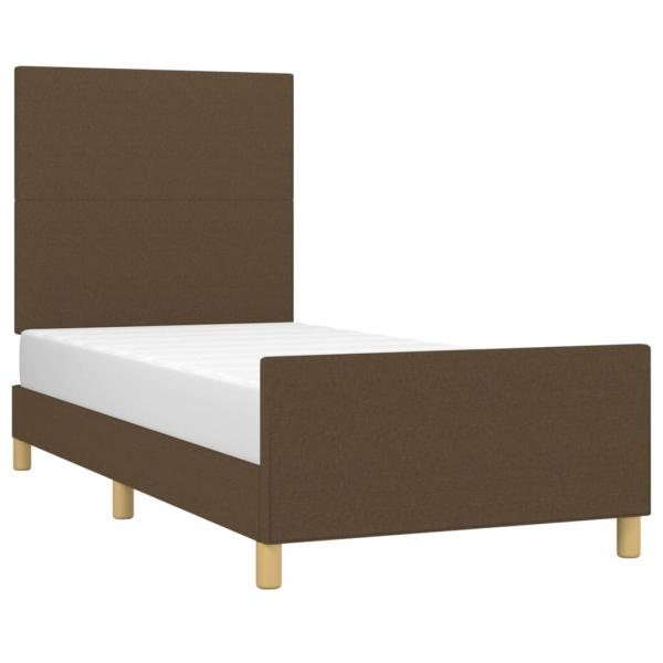 Bettgestell mit Kopfteil Dunkelbraun 90x190 cm Stoff