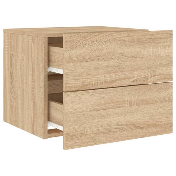 Wand-Nachttische mit LED-Leuchten 2 Stk. Sonoma-Eiche