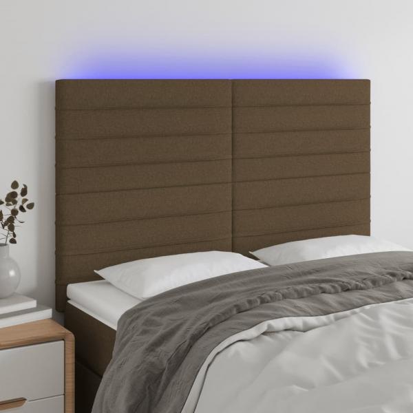 ARDEBO.de - LED Kopfteil Dunkelbraun 144x5x118/128 cm Stoff