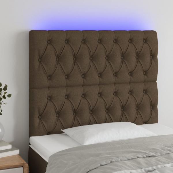 ARDEBO.de - LED Kopfteil Dunkelbraun 90x7x118/128 cm Stoff