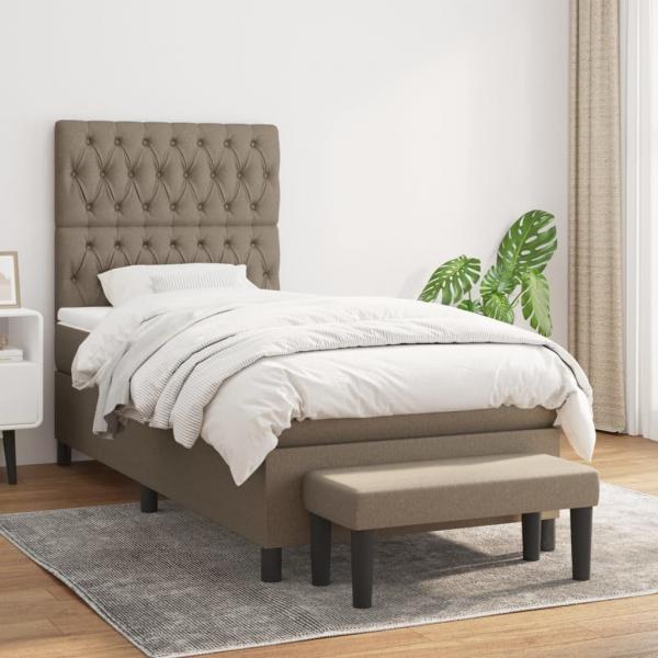 ARDEBO.de - Boxspringbett mit Matratze Taupe 100x200 cm Stoff