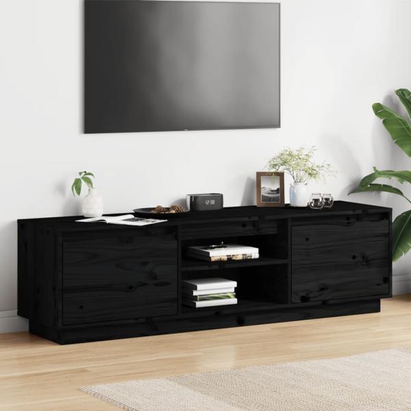 ARDEBO.de - TV-Schrank Schwarz 140x35x40 cm Massivholz Kiefer