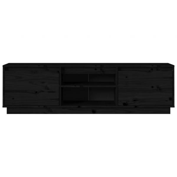 TV-Schrank Schwarz 140x35x40 cm Massivholz Kiefer