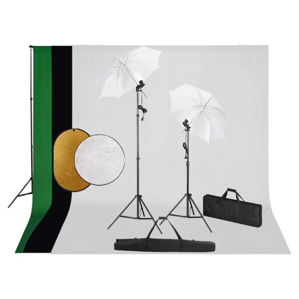 ARDEBO.de - Fotostudio-Set mit Leuchten, Schirmen, Hintergrund, Reflektor