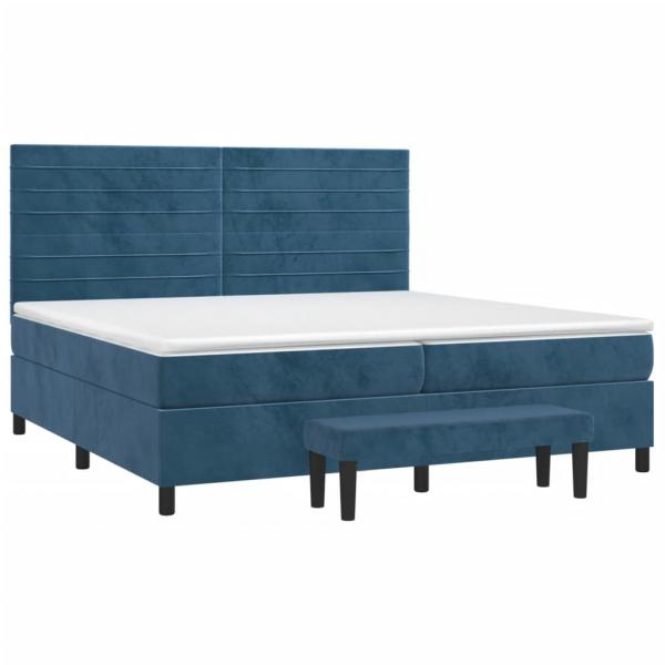 Boxspringbett mit Matratze Dunkelblau 200x200 cm Samt