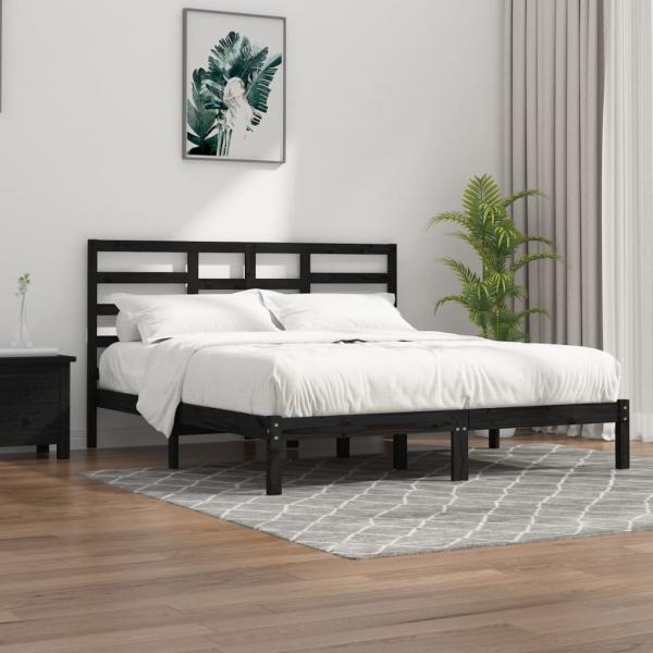 ARDEBO.de - Massivholzbett Schwarz 200x200 cm
