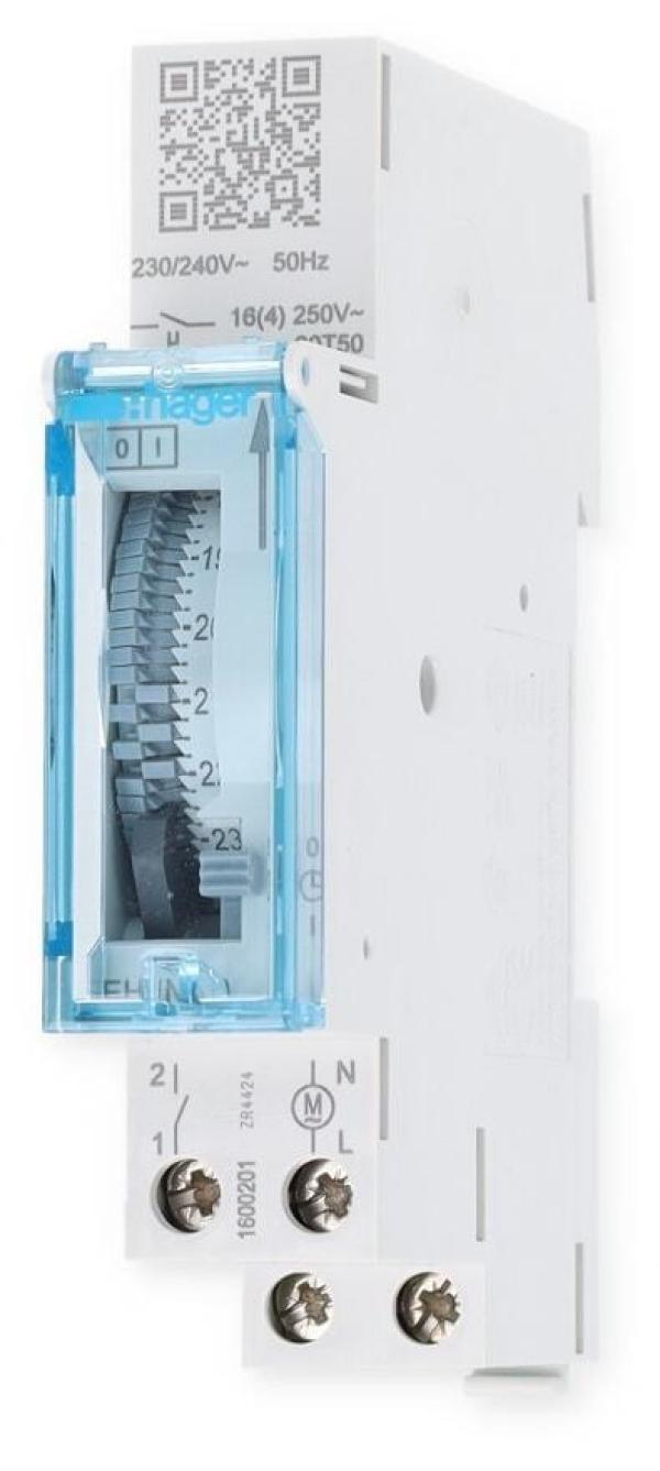 Hager Elektromechanische Schaltuhr ohne Gangreserve Tagesuhr 1S 16A, Analog (EHN010)